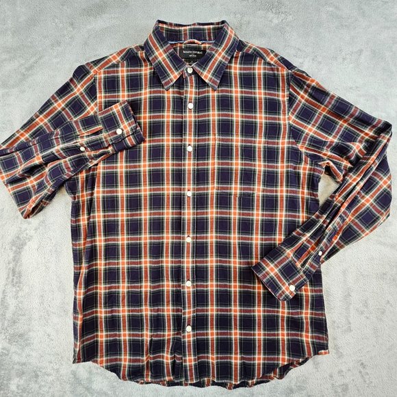 Banana Republic Flannel Shirt Men's Large Multicolor Plaid Soft Wash Long Sleeve - Picture 1 of 10